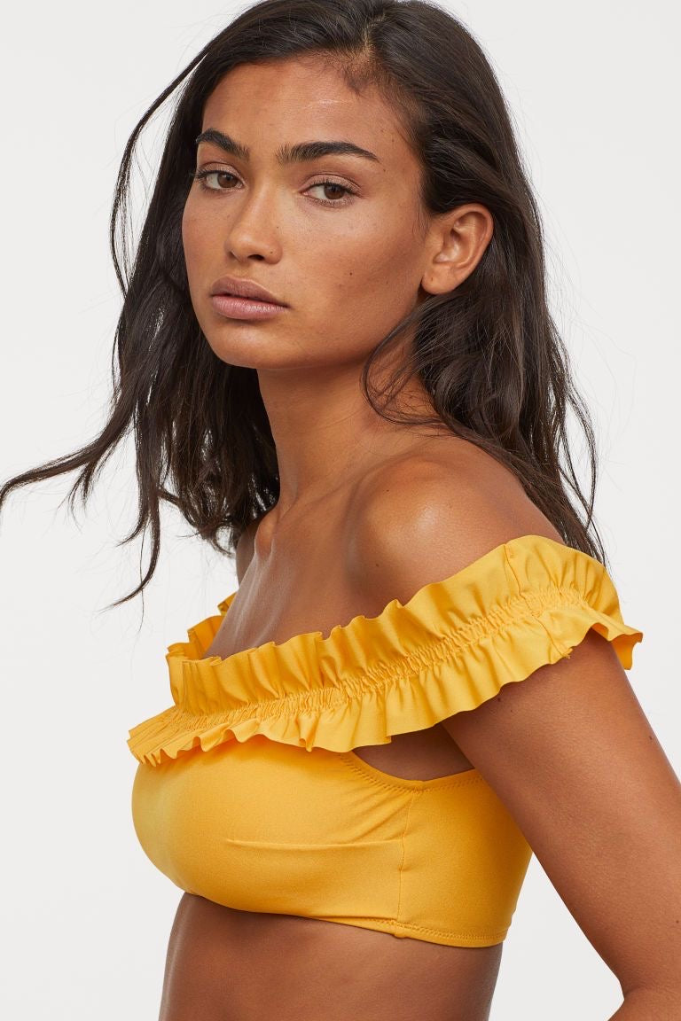 Parte de arriba bikini amarilla off shoulders H&M - Talla 38