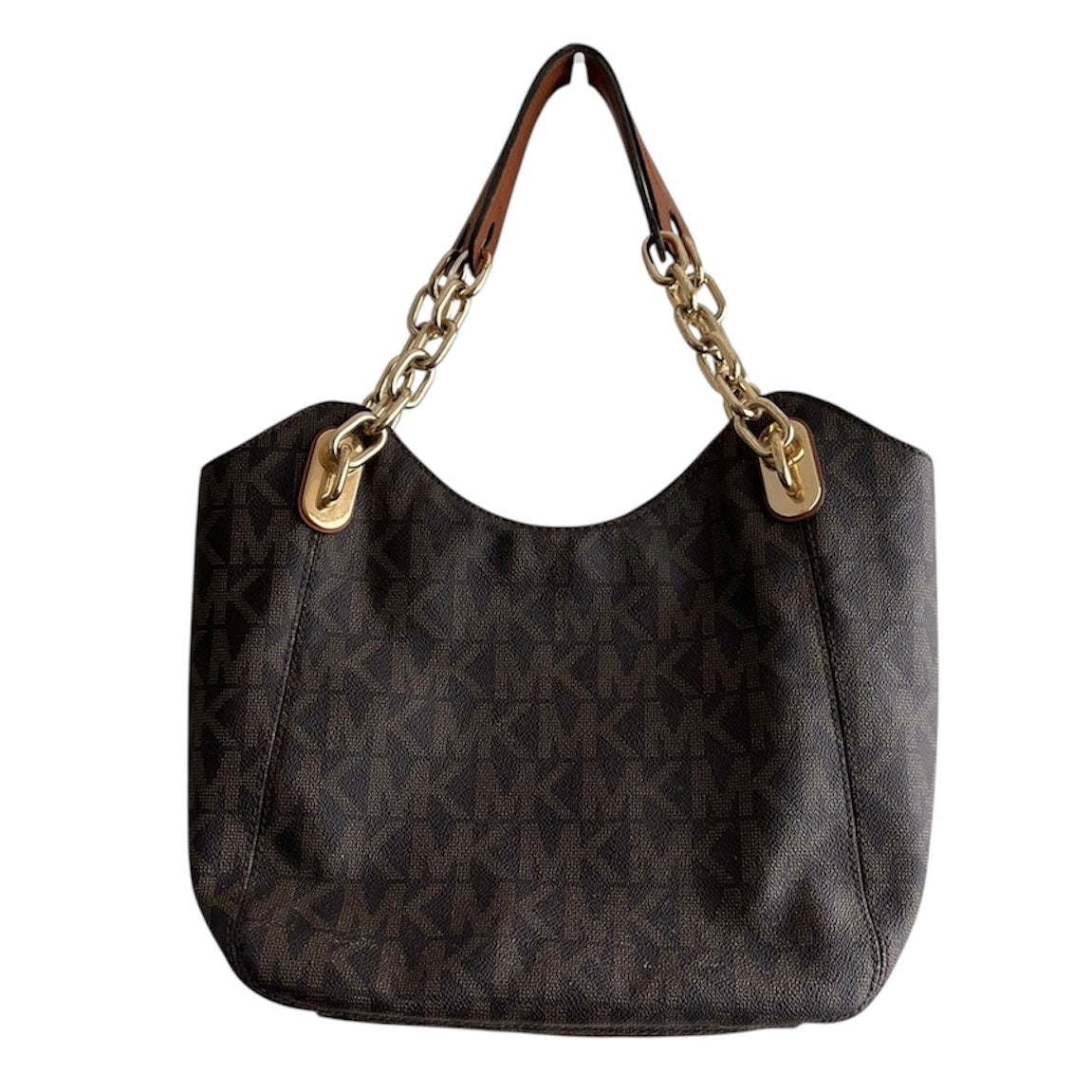 Cartera marrón asa cadenas Michael Kors