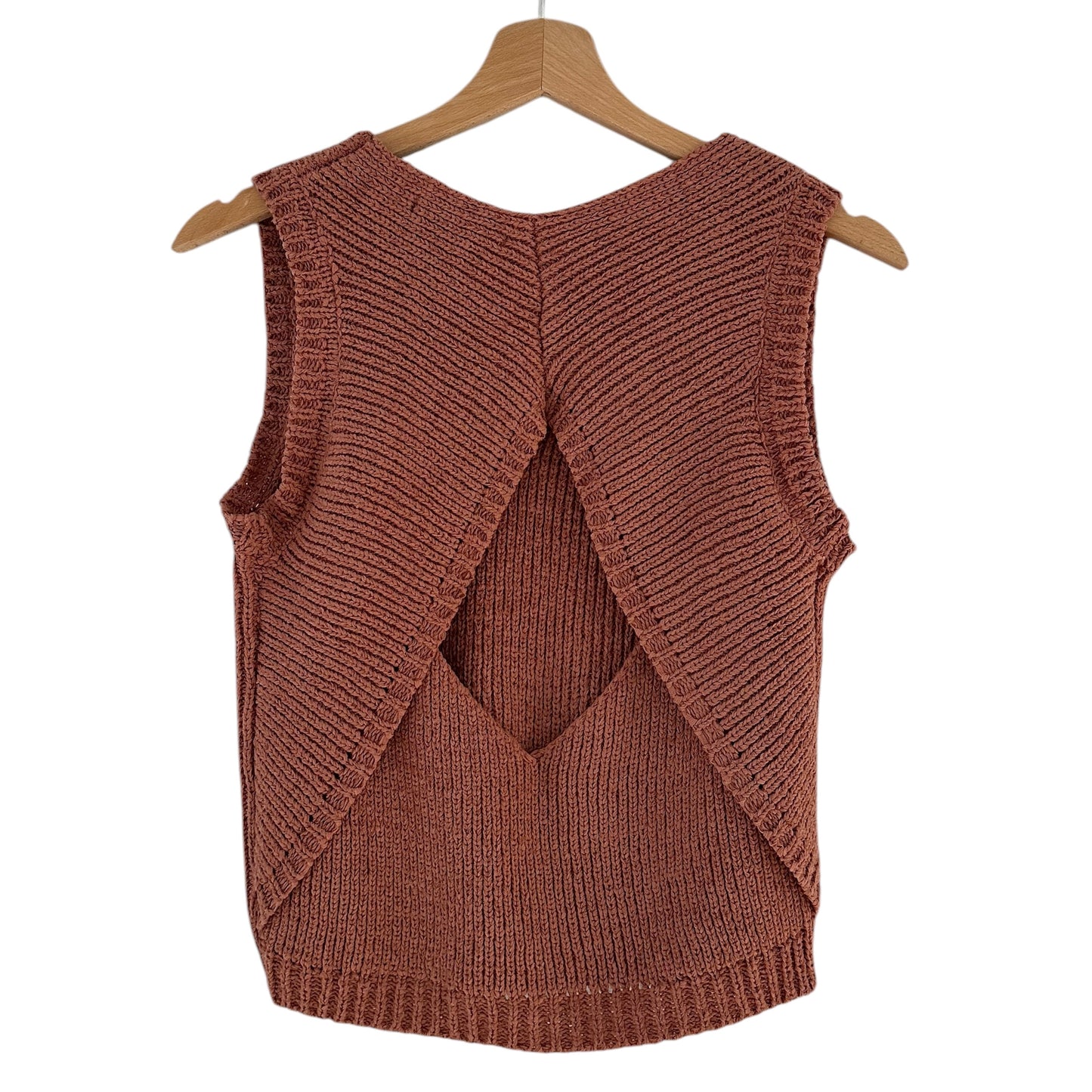 Chaleco blusa de punto color teja Mango - Talla S