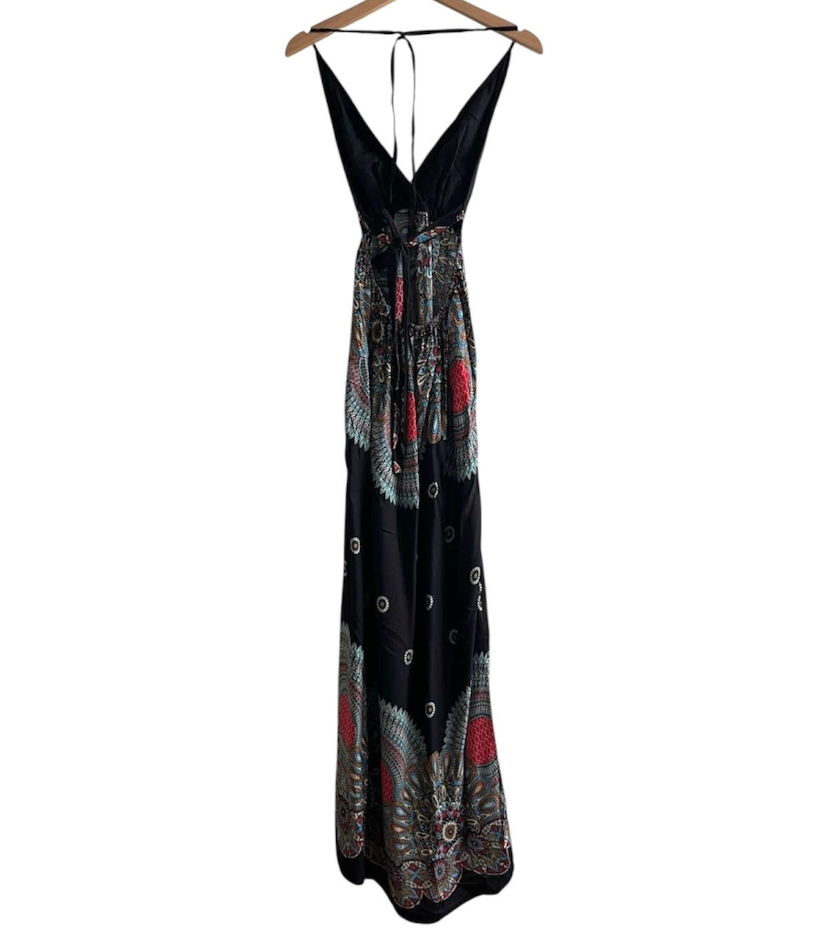 Vestido largo negro estampado - Talla S