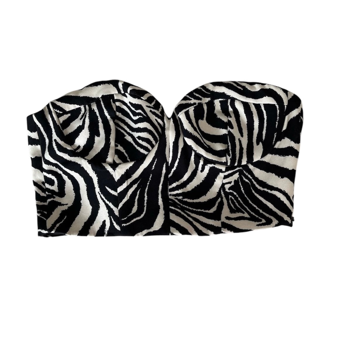 Top bustier blanco y negro estampado zebra Zara - Talla XS