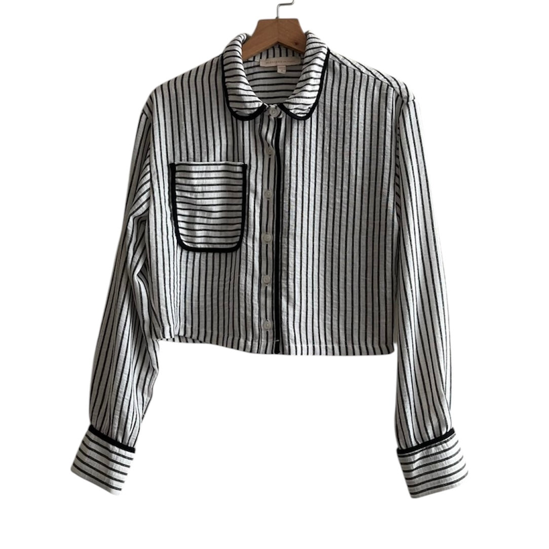 Camisa corta rayas blanco y azul - Talla S