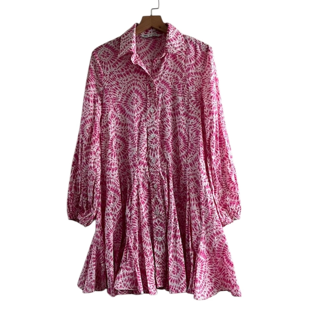Vestido rosado manga larga Zara - Talla XS