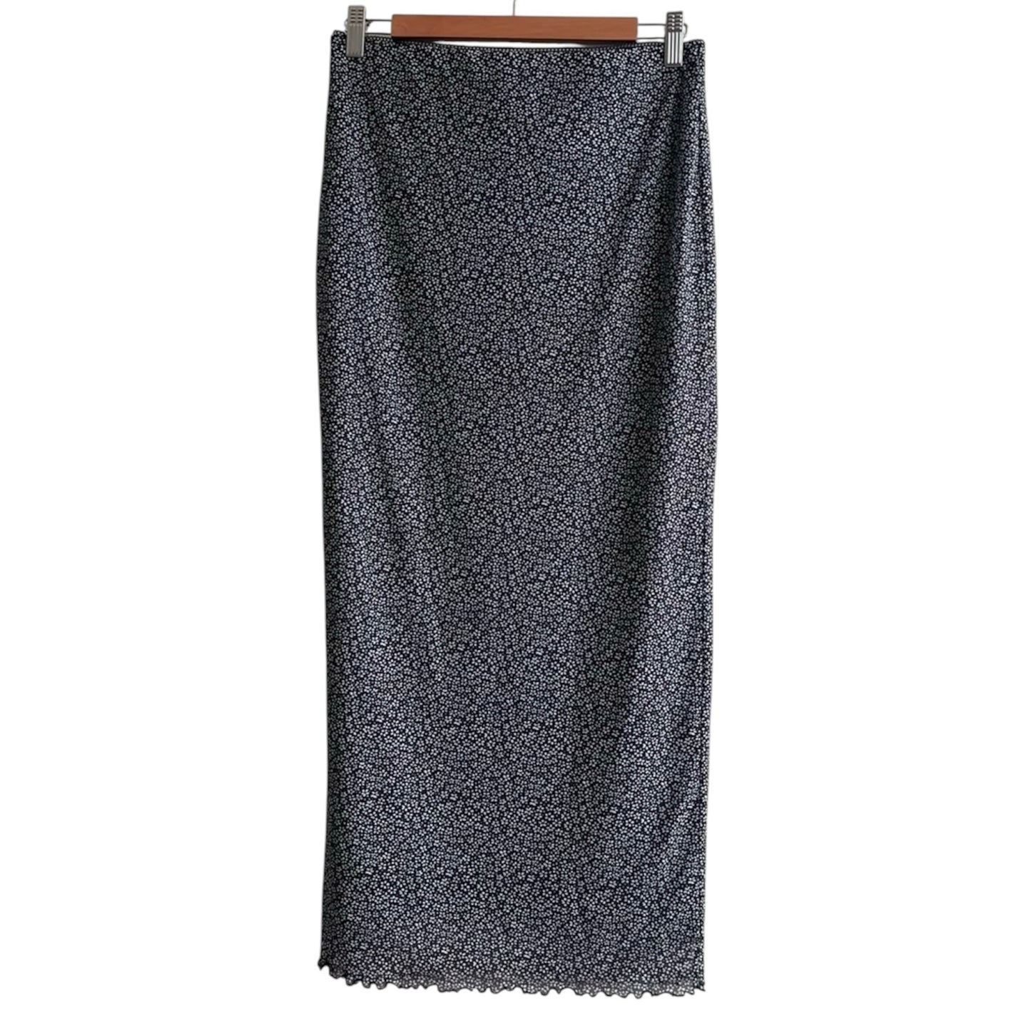 Falda larga estampada negra flores H&M - Talla S