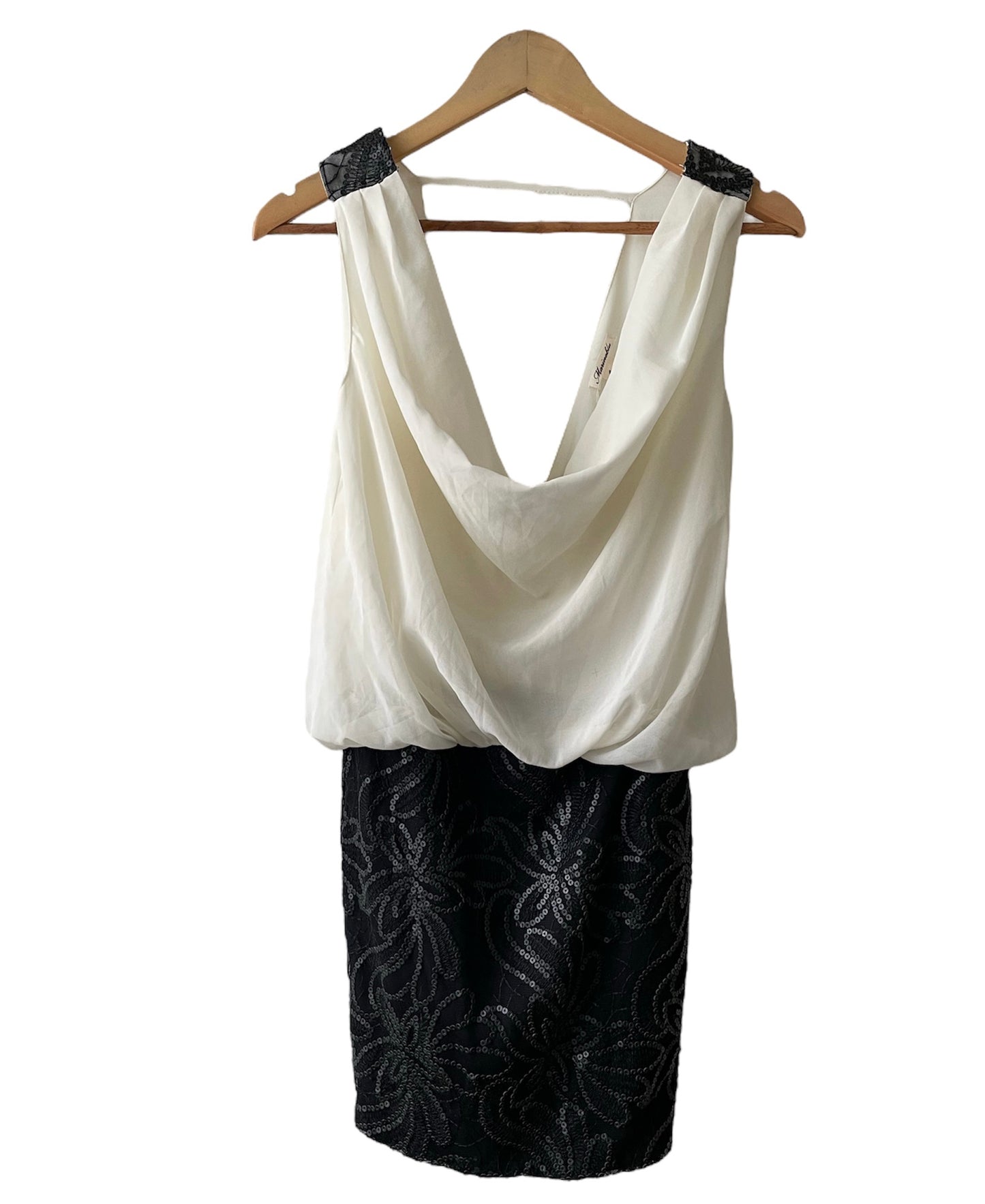 Vestido blanco y negro gasa - Talla S