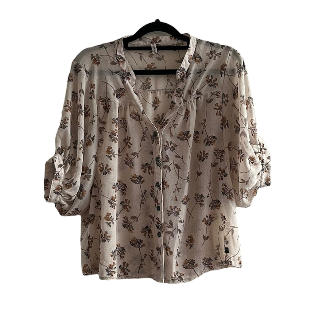 Blusa gasa beige con flores Dunkelvolk - Talla S