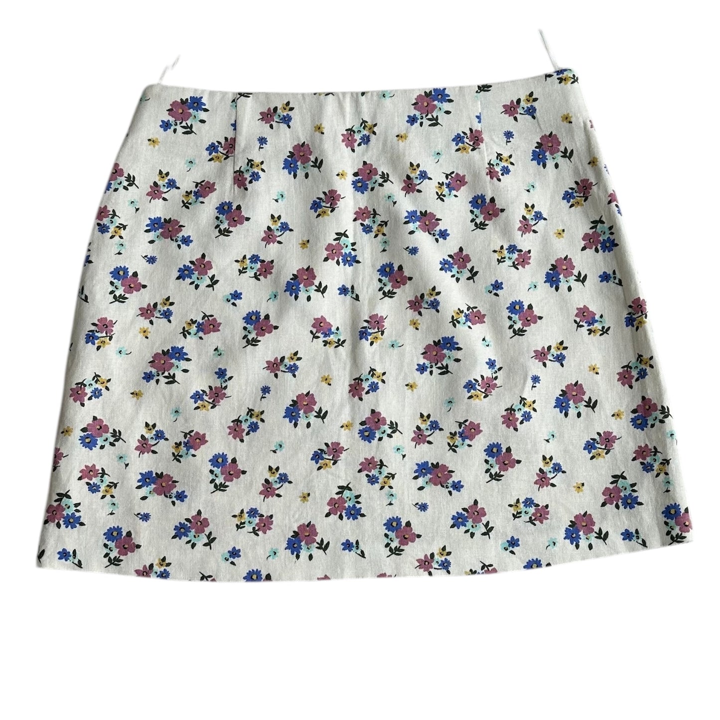 Falda corta crema con flores Zara - Talla S