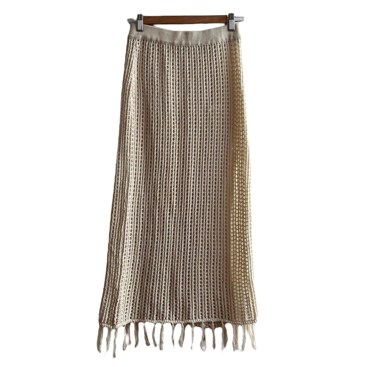 Falda larga de hilo beige - Talla S