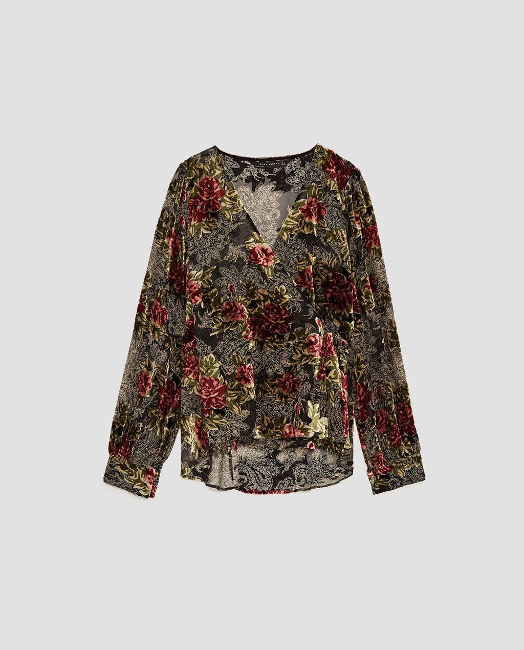 Blusa manga larga flores Zara - Talla S
