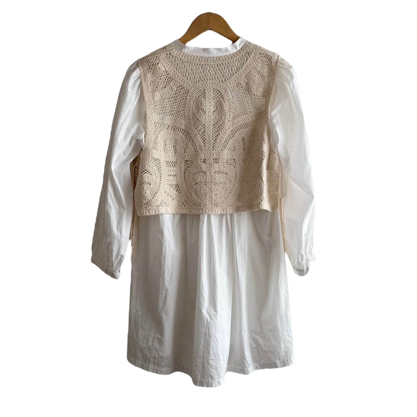Vestido blanco y crochet Zara - Talla S