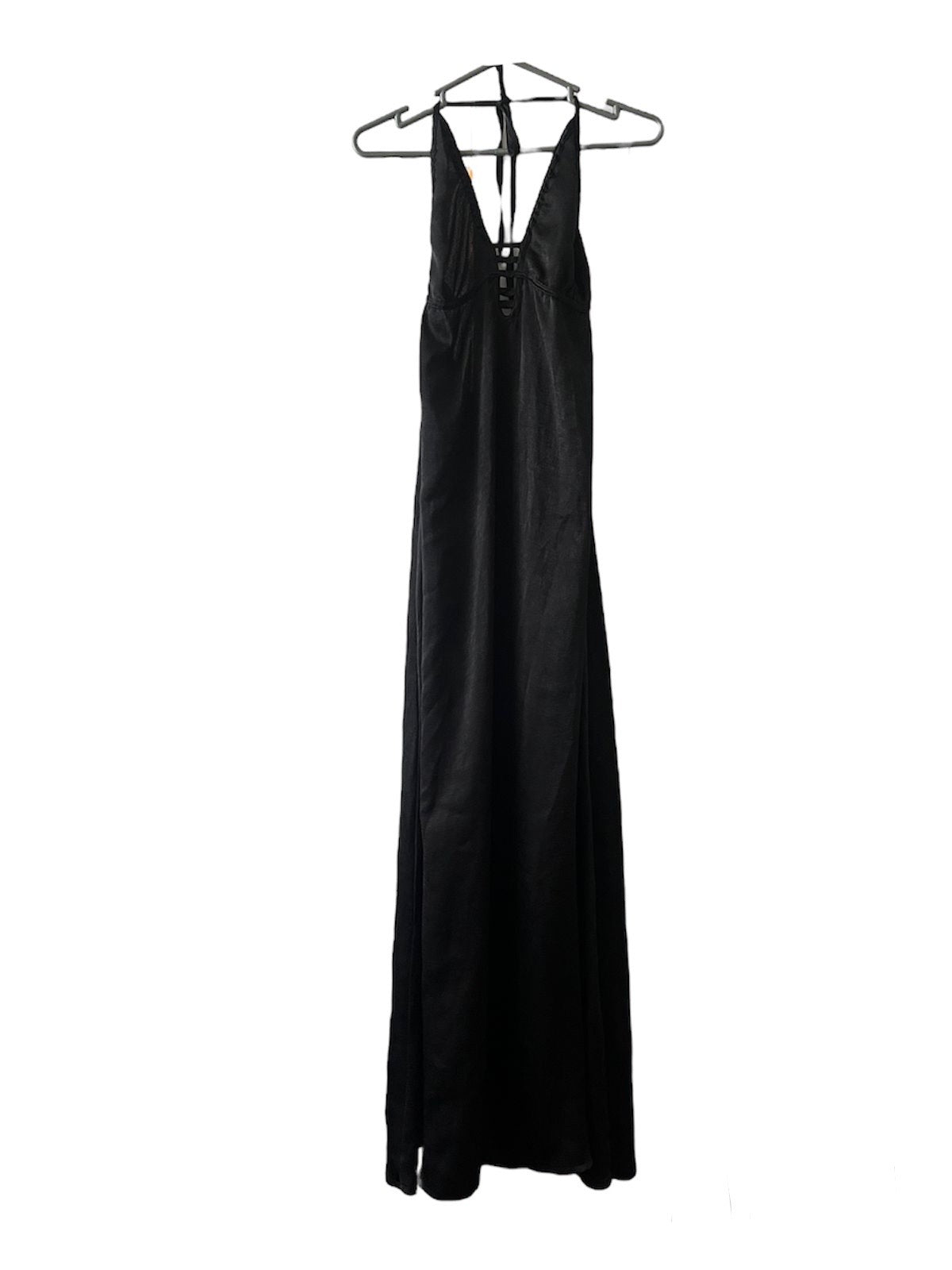 Vestido seda negro largo tiras - Talla M
