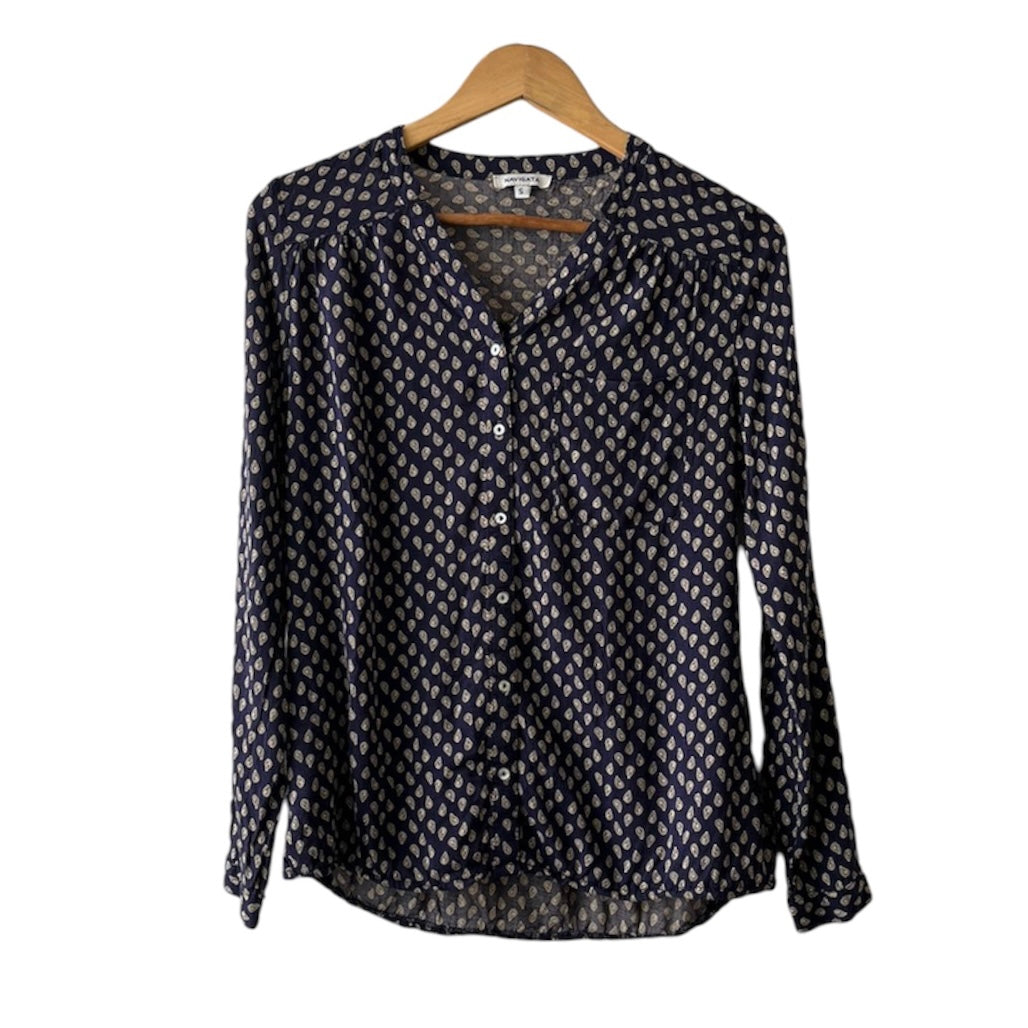 Blusa azul estampada - Talla S