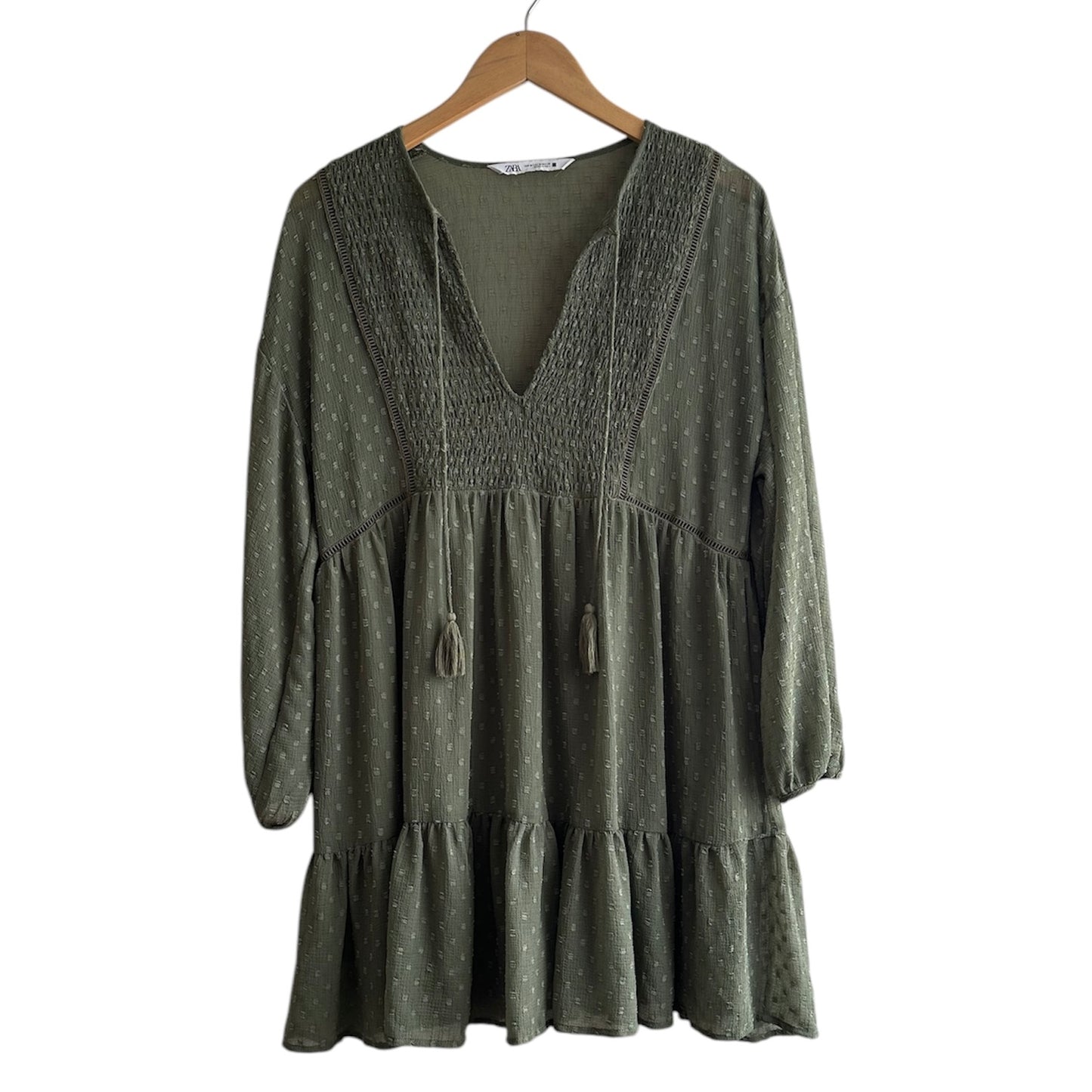 Vestido verde Zara - Talla M