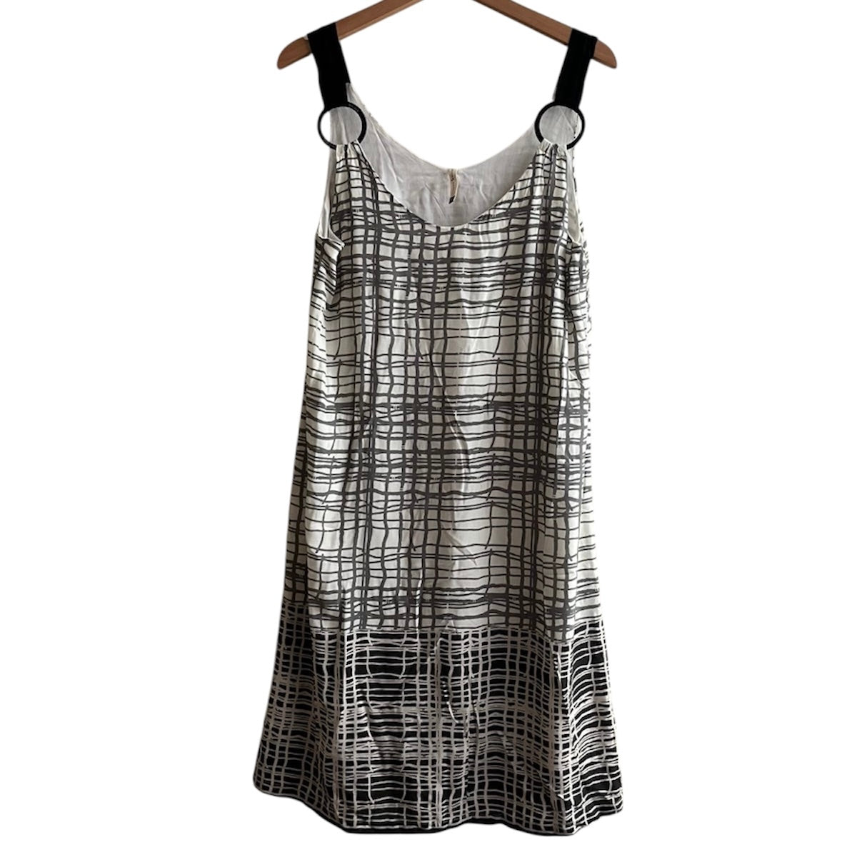 Vestido blanco y negro tiras con argollas - Talla M