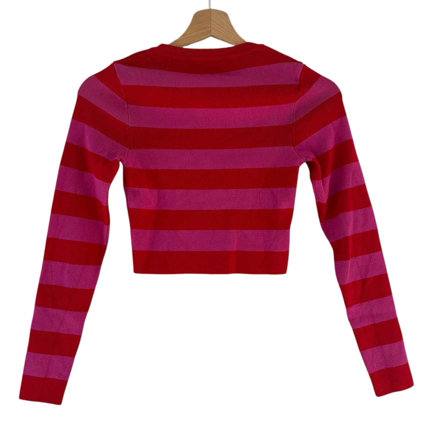 Top manga larga rayas fucsia y rojo Zara - Talla S