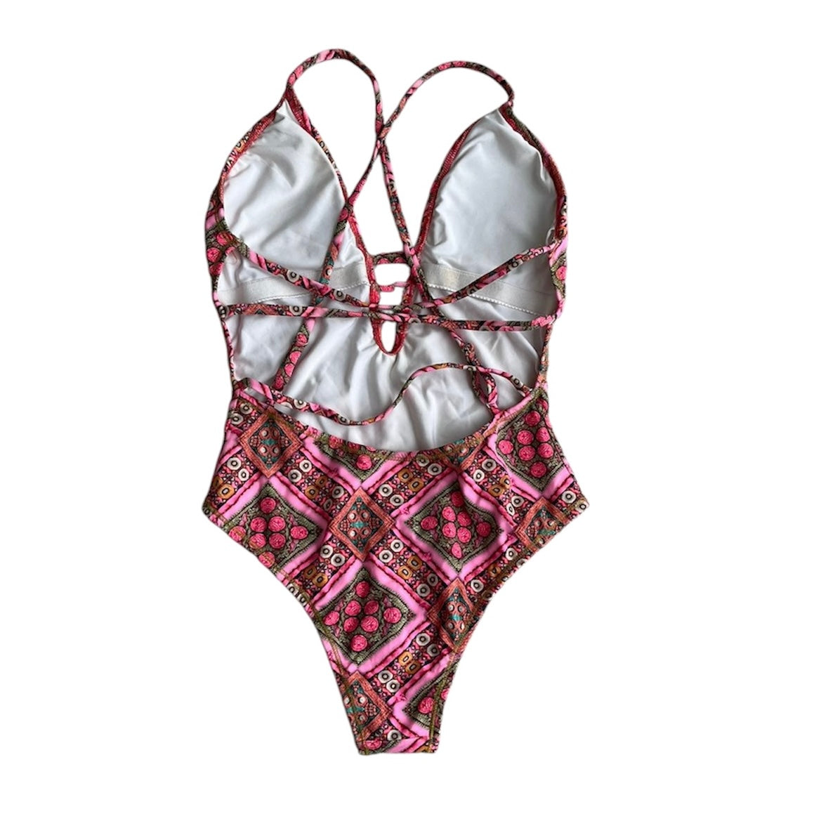 Ropa de baño entera estampada rosada Dahlia - Talla S