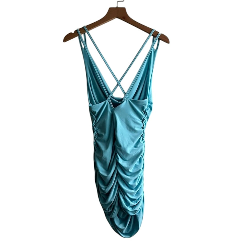 Vestido celeste drapeado - Talla S