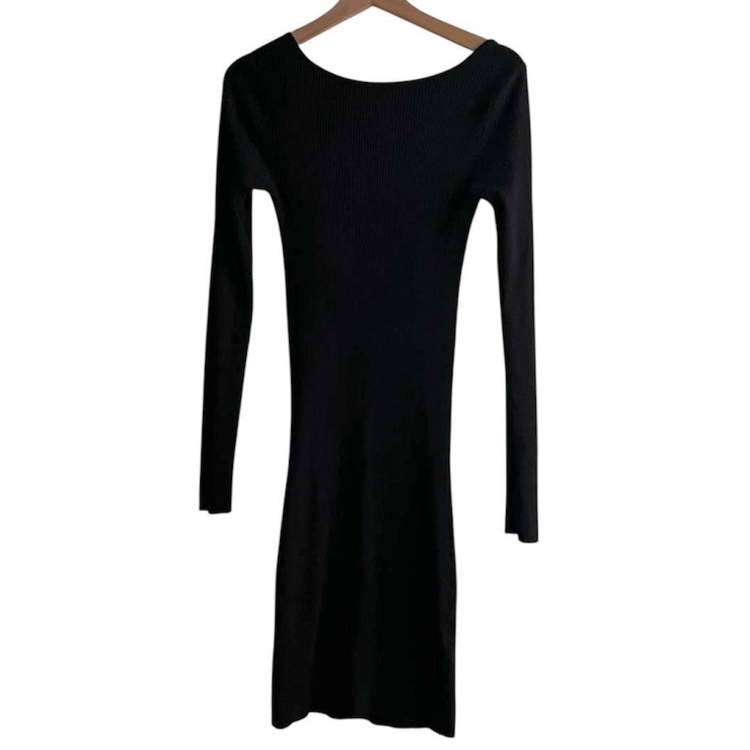 Vestido manga larga de punto negro Bershka - Talla S