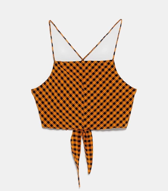 Top cuadrados naranja Zara - Talla L