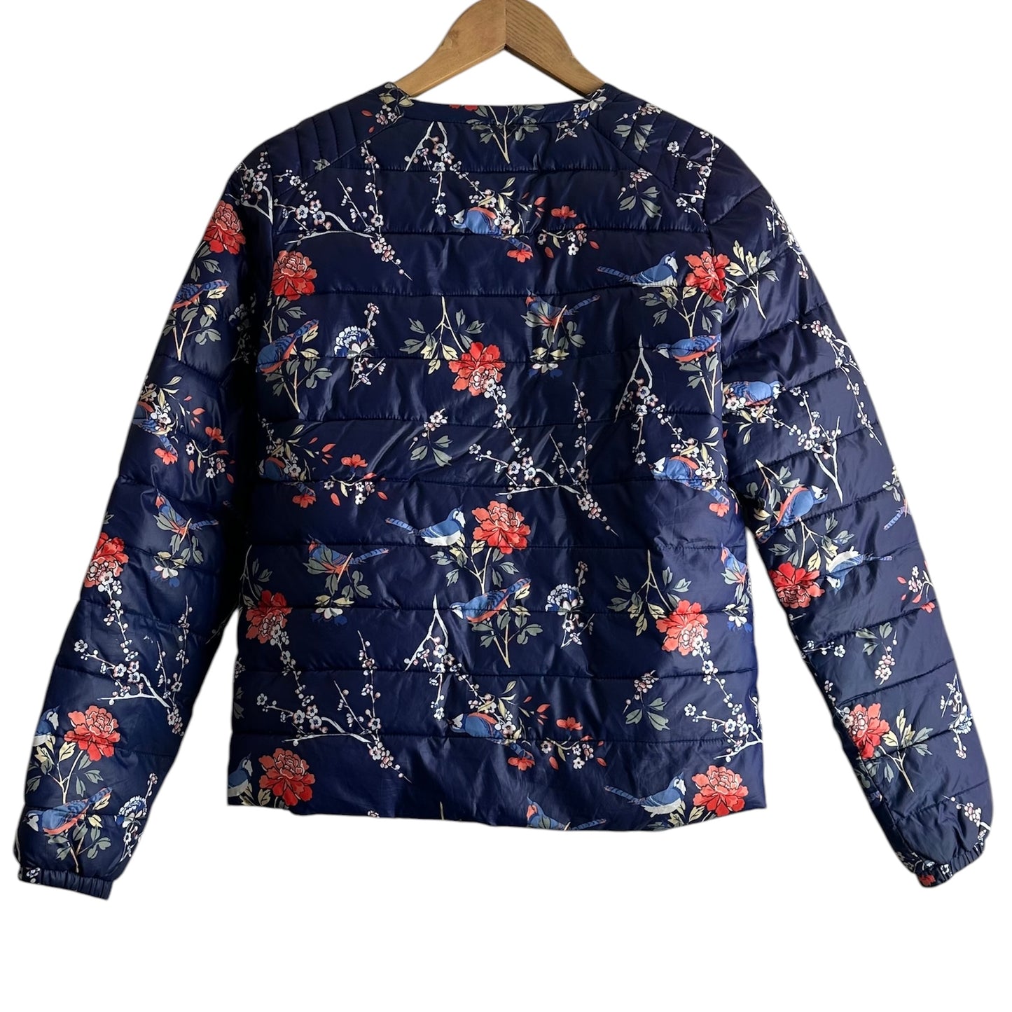 Casaca acolchada azul flores - Talla S