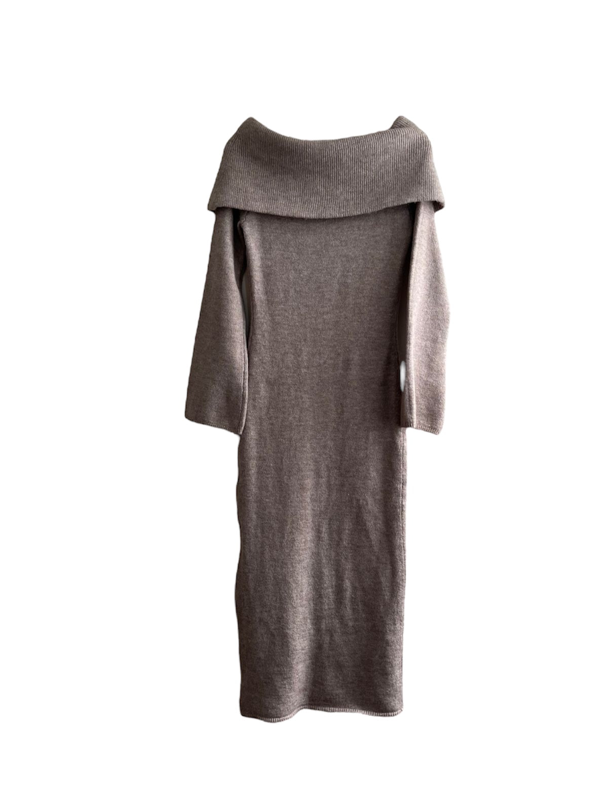 Vestido de punto cuello alto beige H&M - Talla S