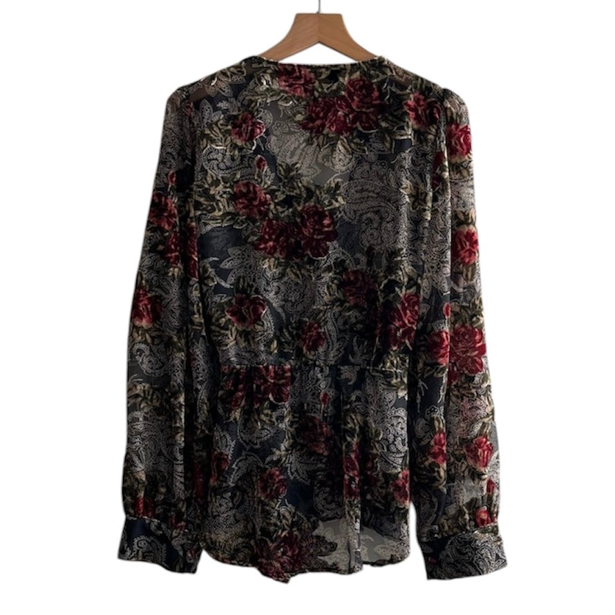 Blusa manga larga flores Zara - Talla S