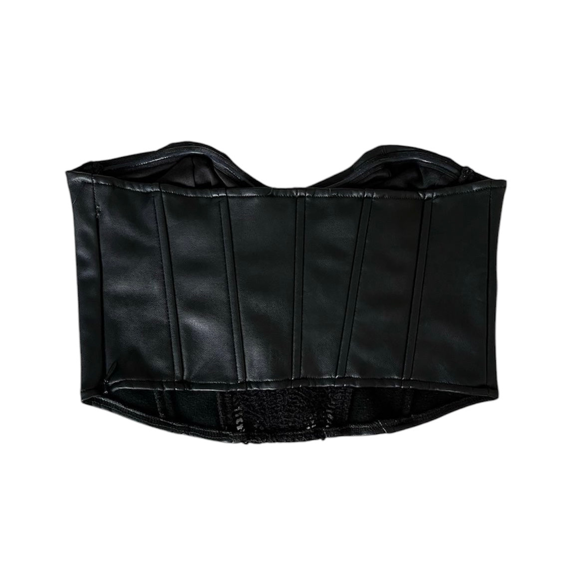 Top cuero y encaje negro Zara - Talla S