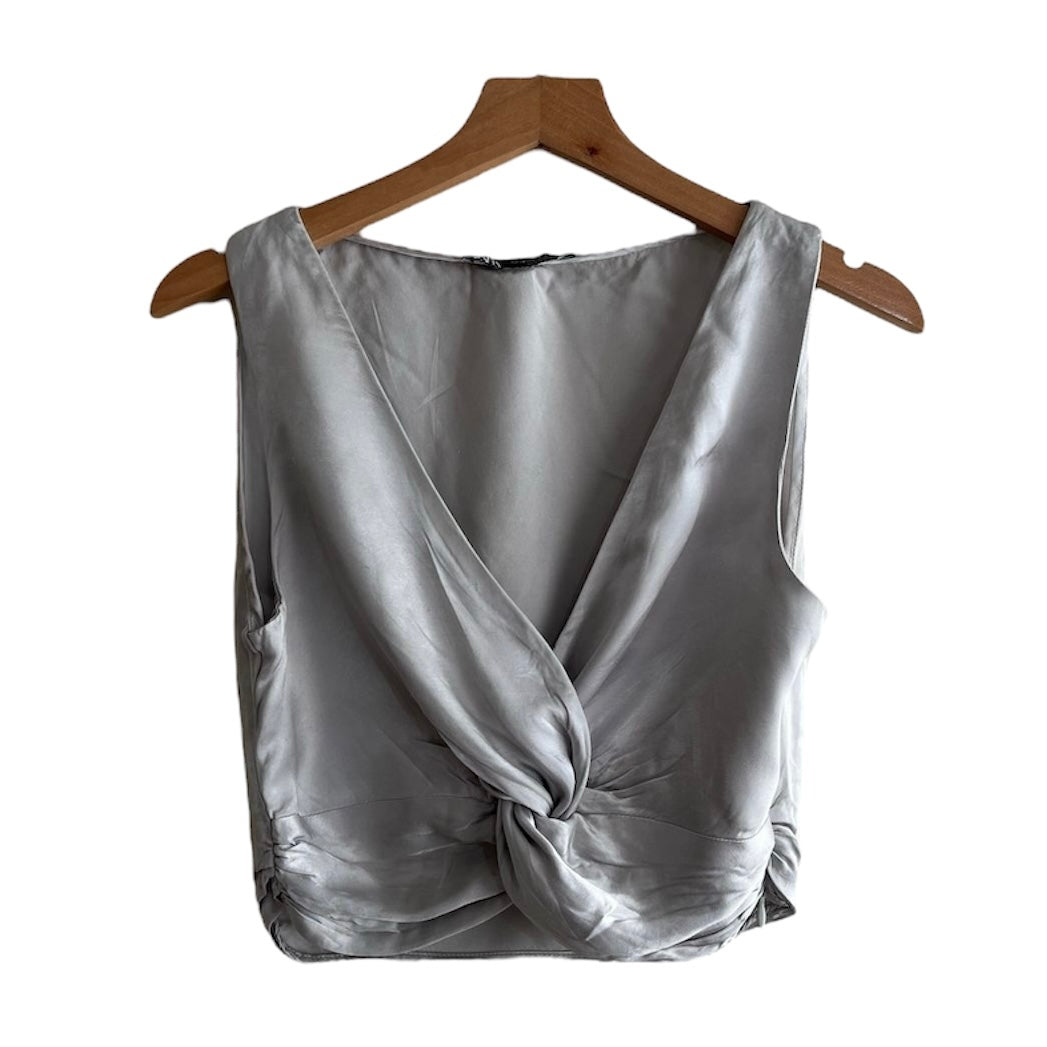 Top blusa gris satinado Zara - Talla XS