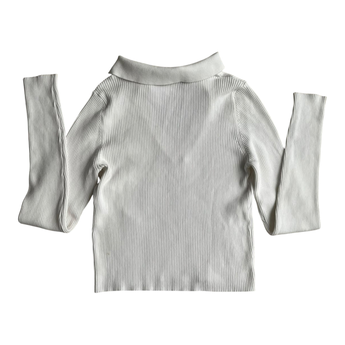 Polo manga larga blanco con cuello Bershka - Talla S