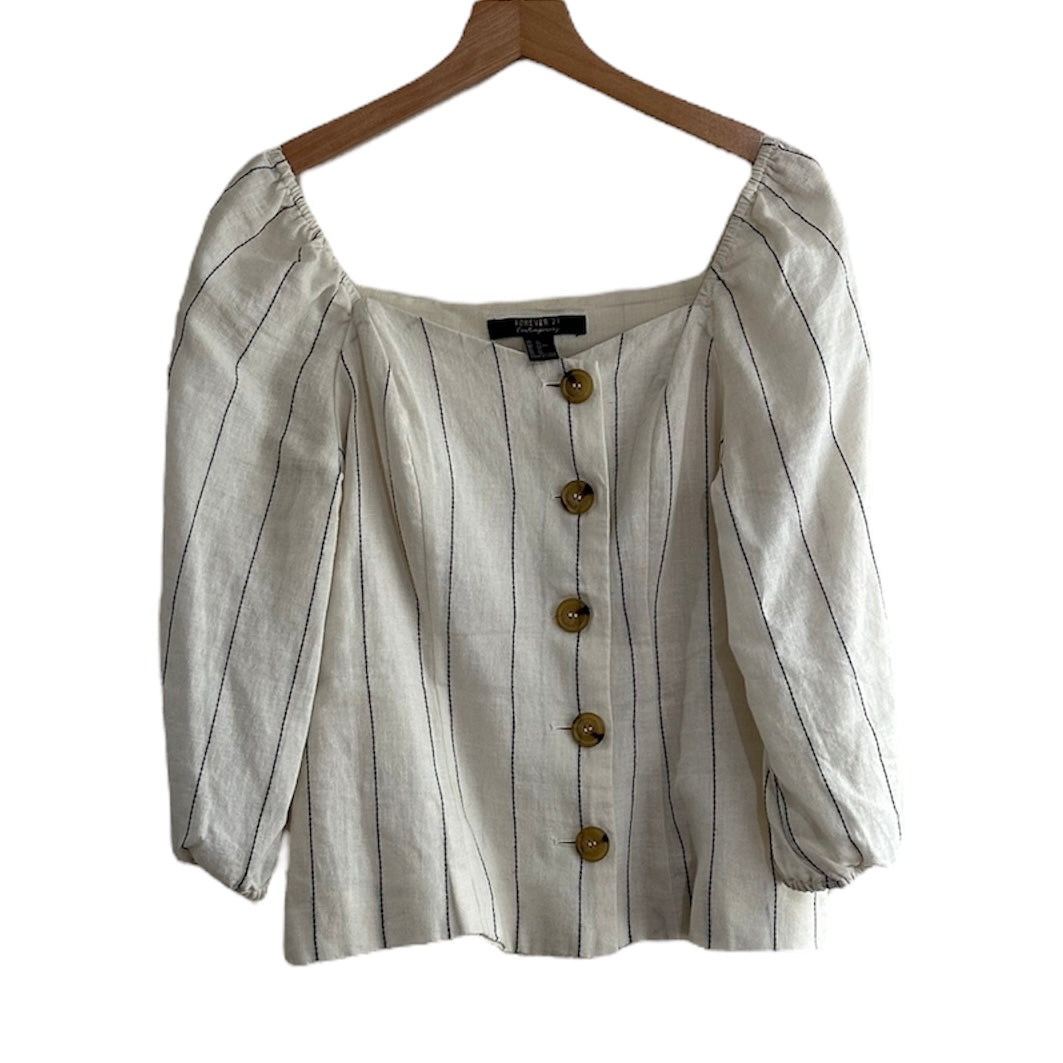 Blusa rayas botones Forever 21 - Talla L