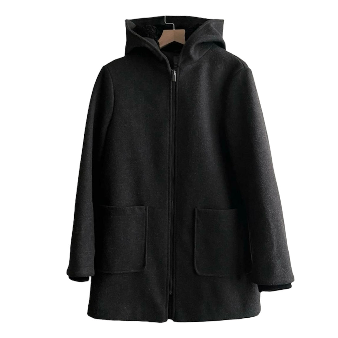 Abrigo de paño plomo con capucha Primark - Talla S
