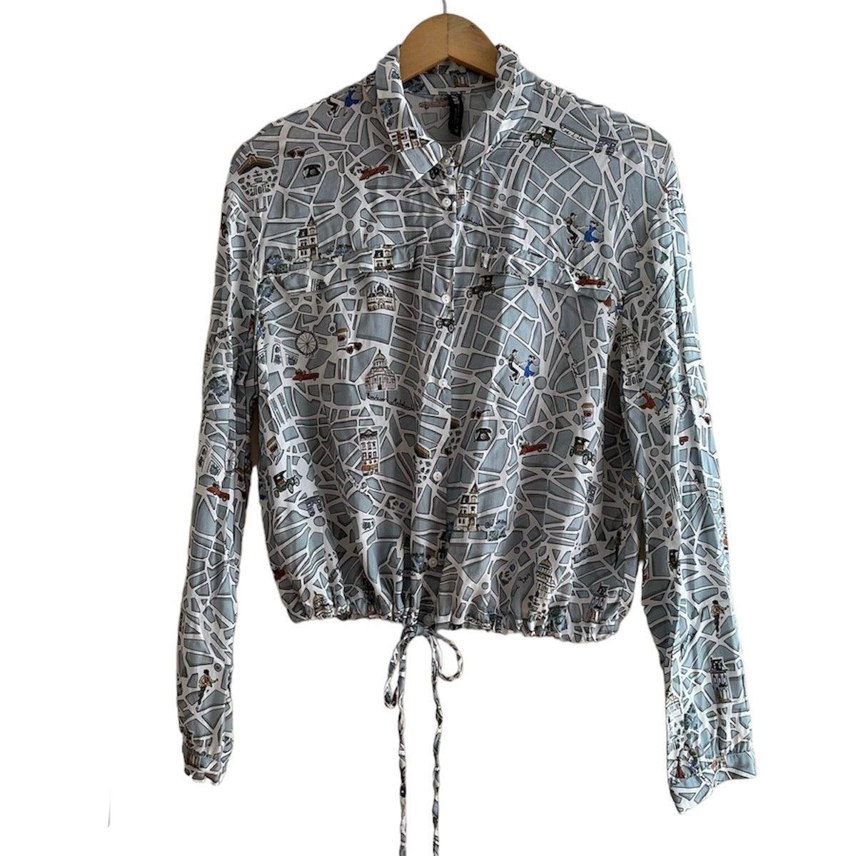 Blusa manga larga ploma estampado Zara - Talla S