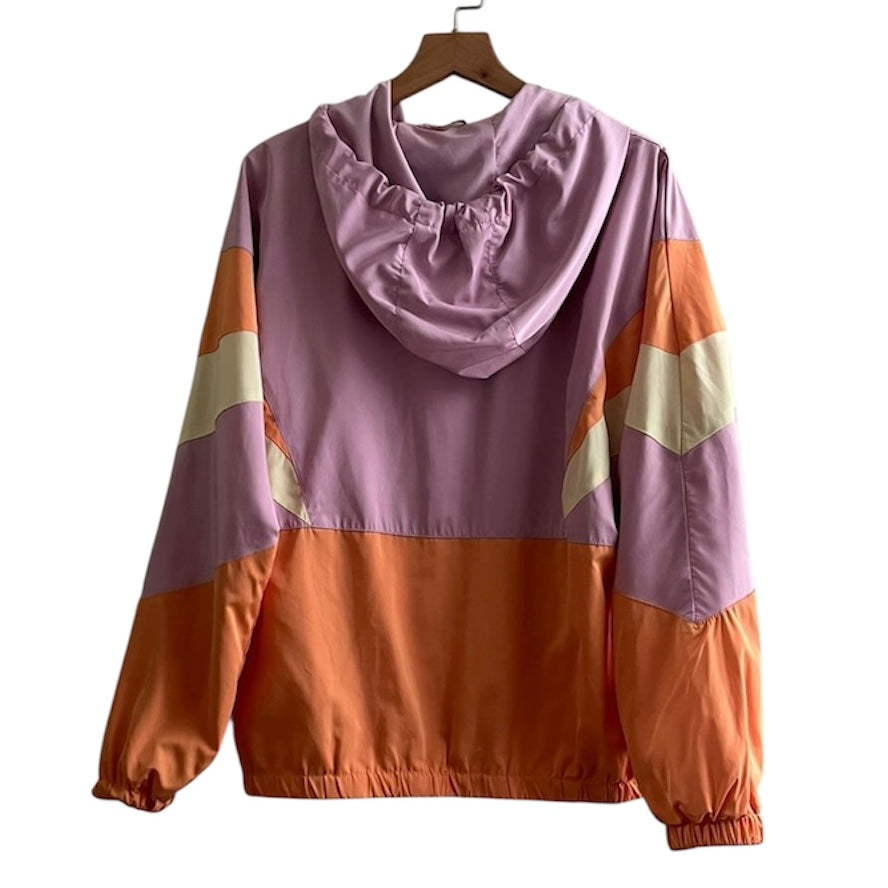 Casaca tipo impermeable lila y naranja Index - Talla S