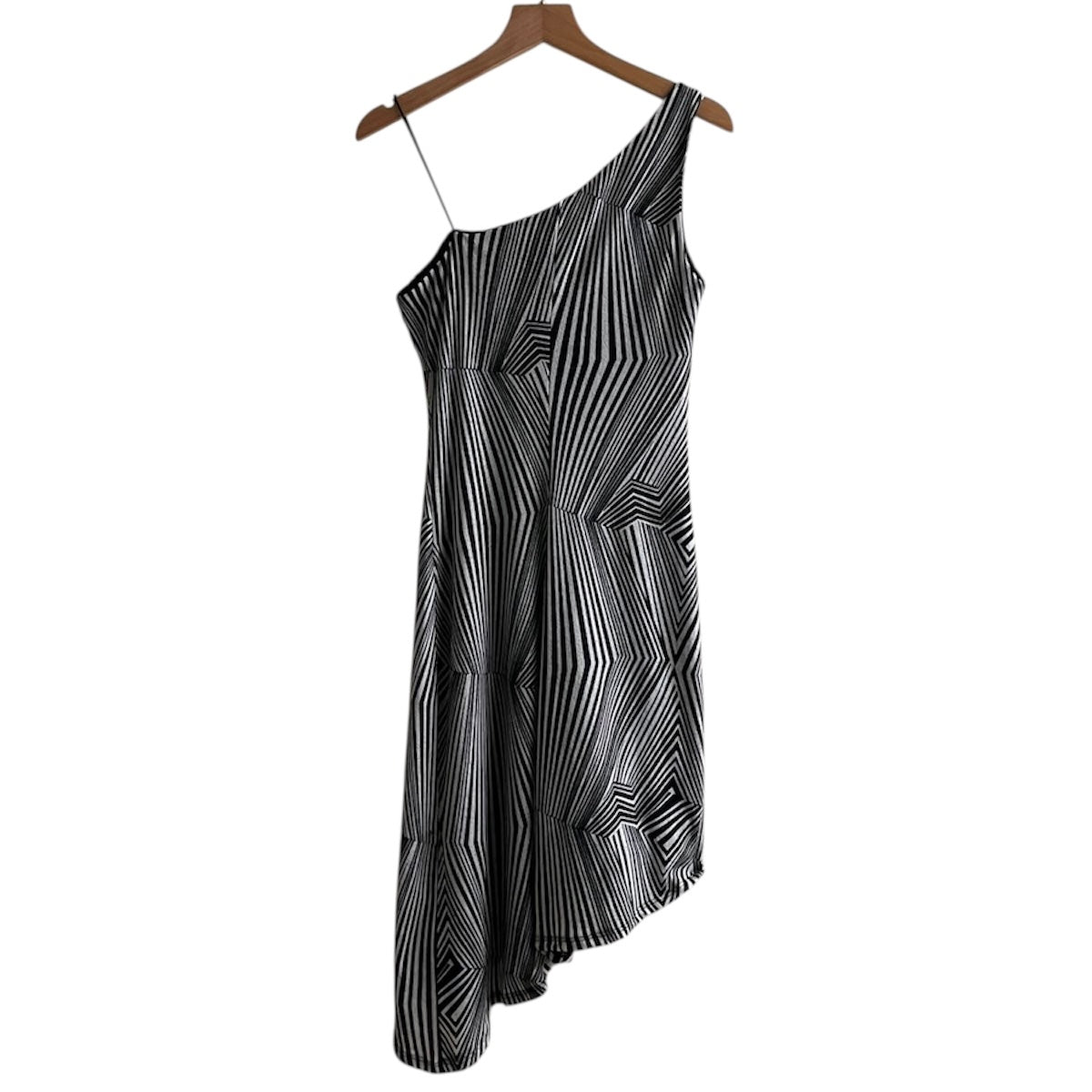 Vestido asimétrico rayas negro- Talla S
