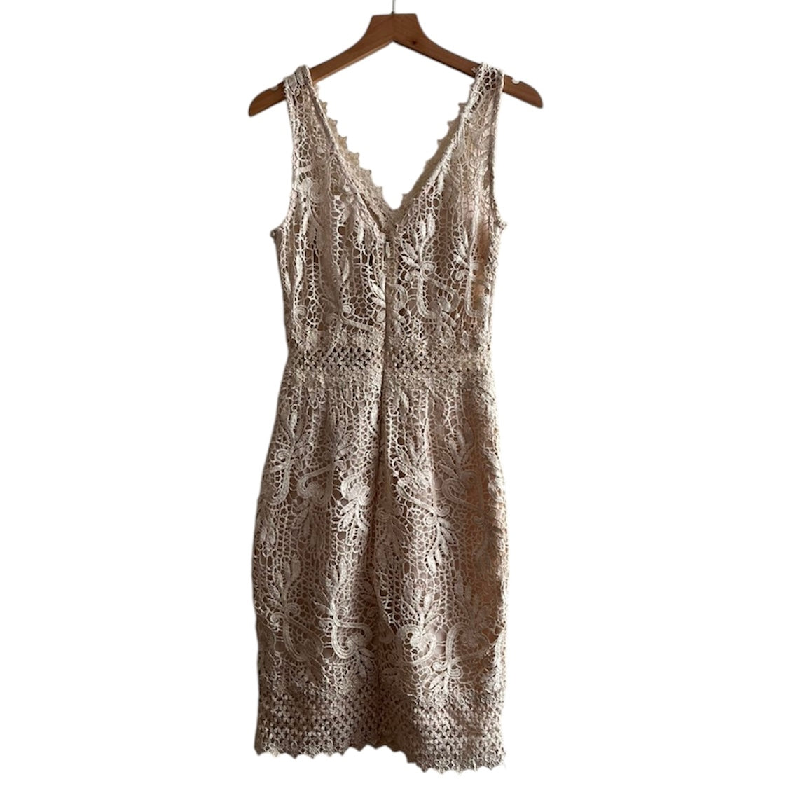 Vestido corto beige encaje - Talla S