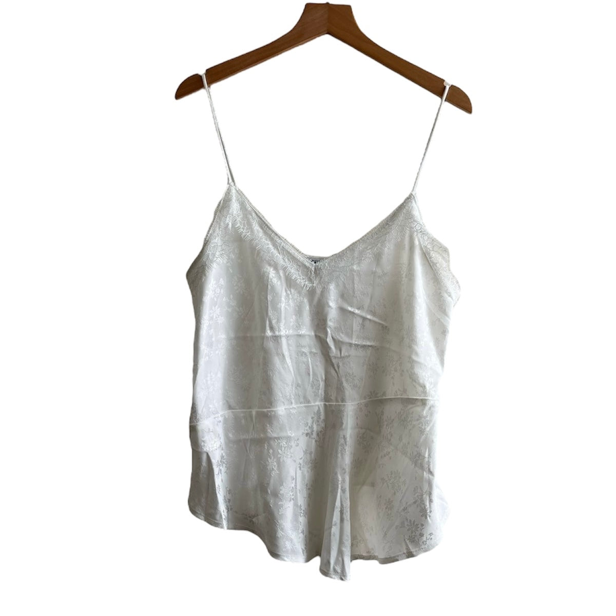 Blusa blanca flores encaje tiras Zara - Talla S