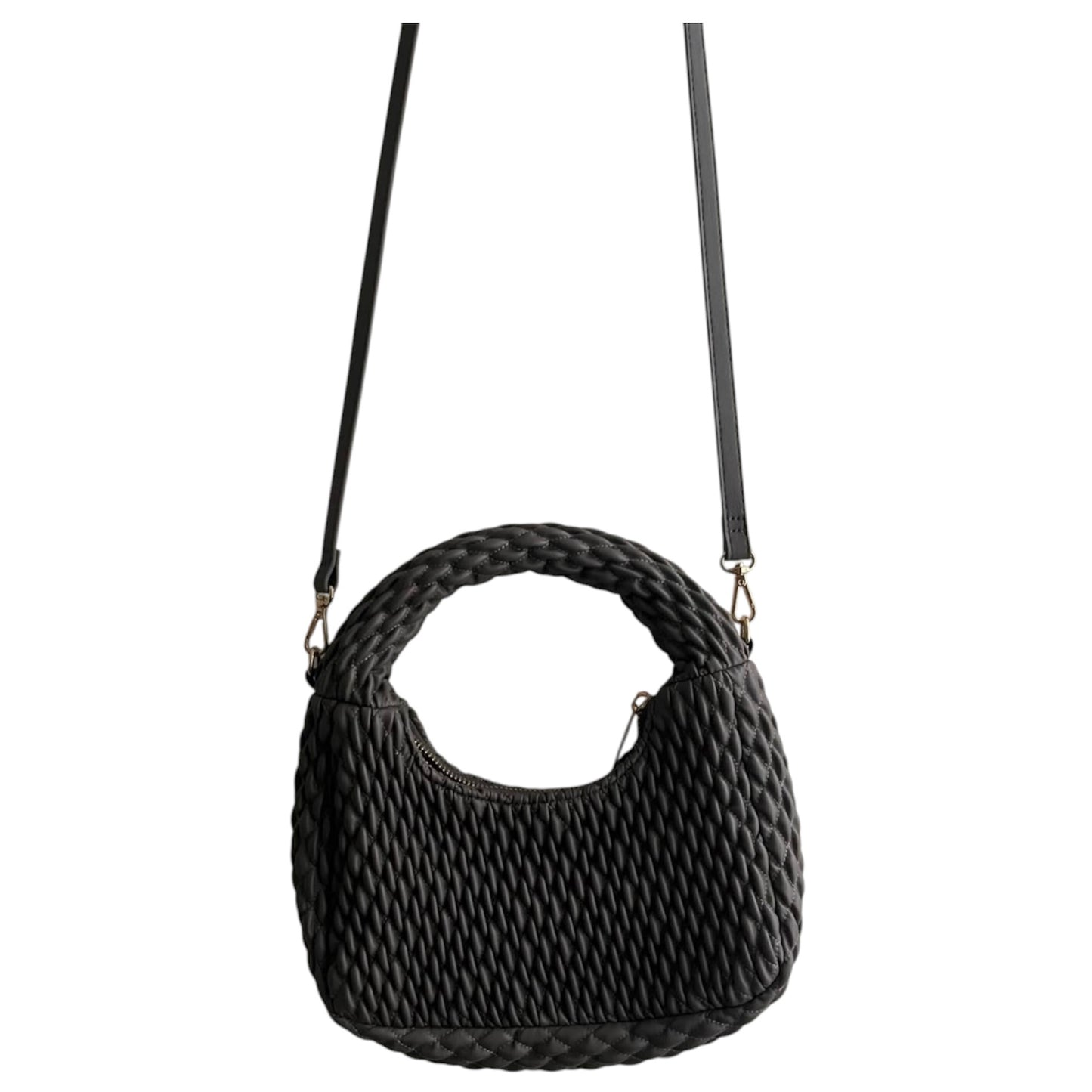 Cartera gris trenzada H&M asa corta y larga