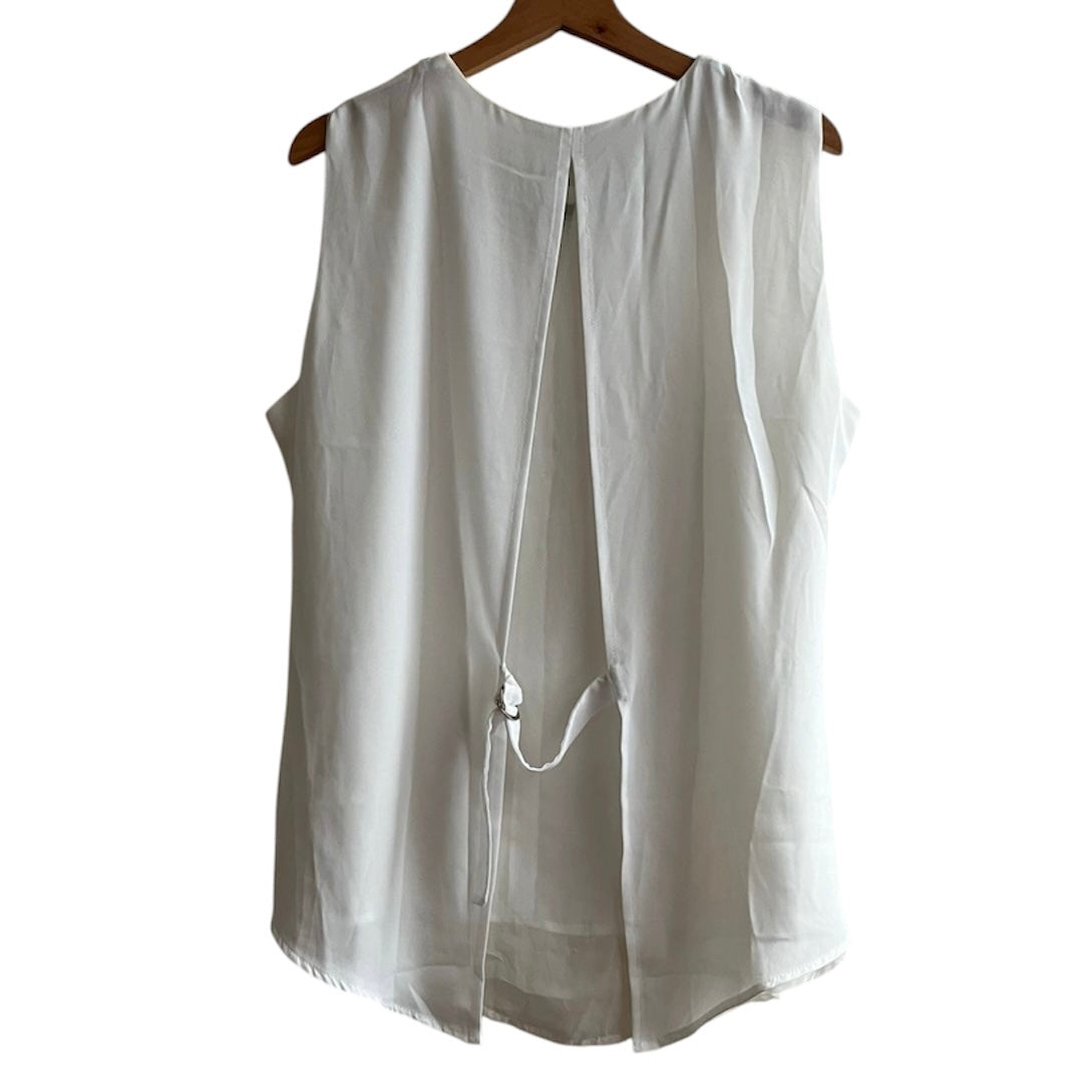 Blusa blanca gasa detalle cuello - Talla L