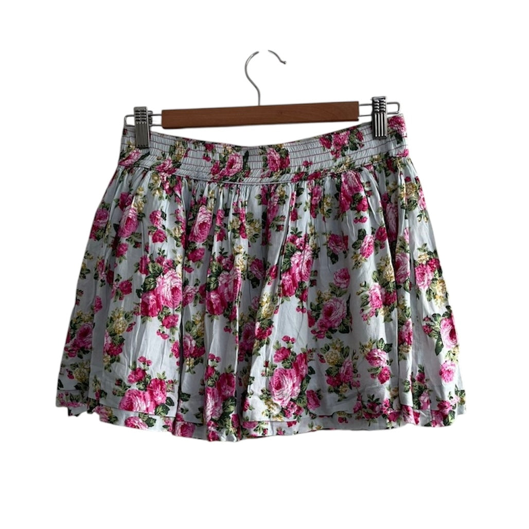 Falda celeste flores rosadas 1550 - Talla M