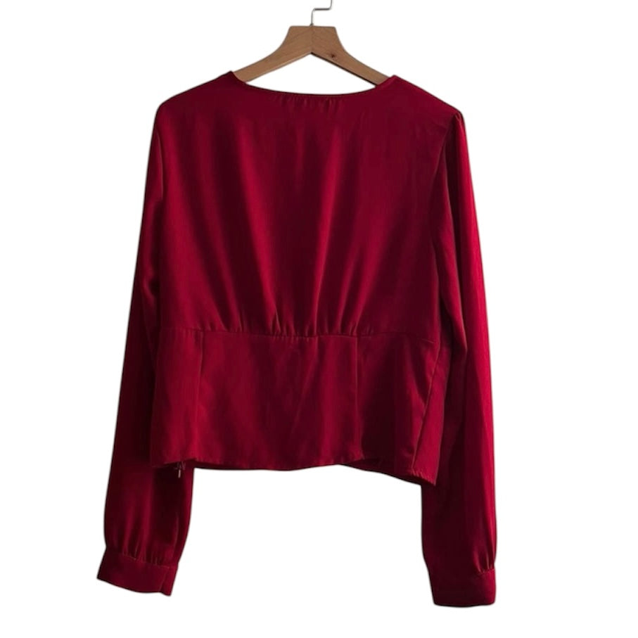 Blusa guinda manga larga Bershka - Talla L