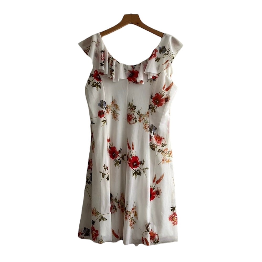 Vestido crema con flores - Talla S