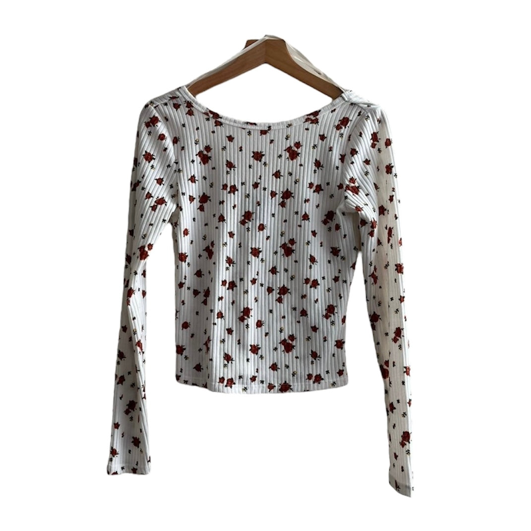 Polo manga larga blanco con flores Forever 21 - Talla S