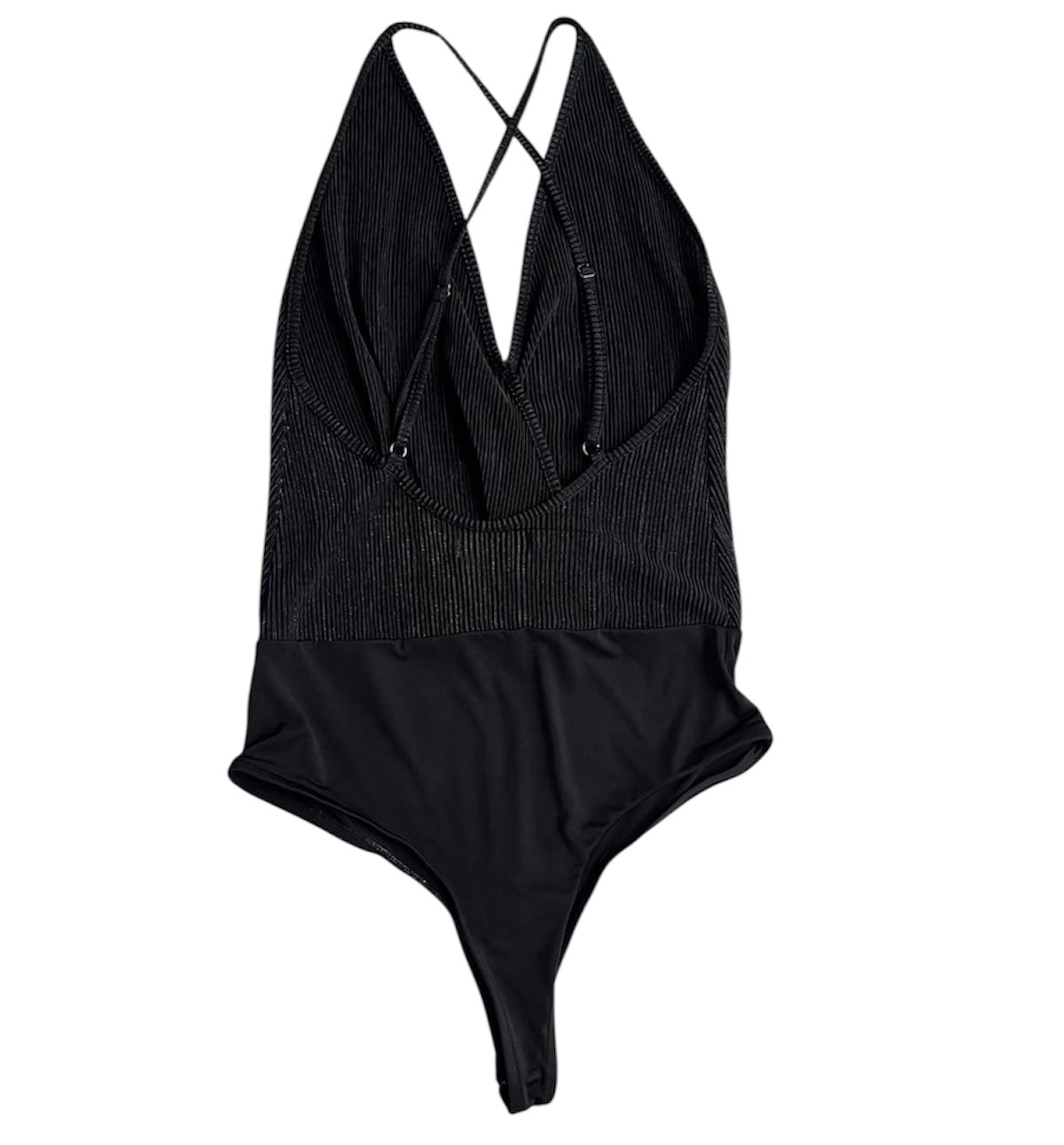 Body negro tiras brillo - Talla S