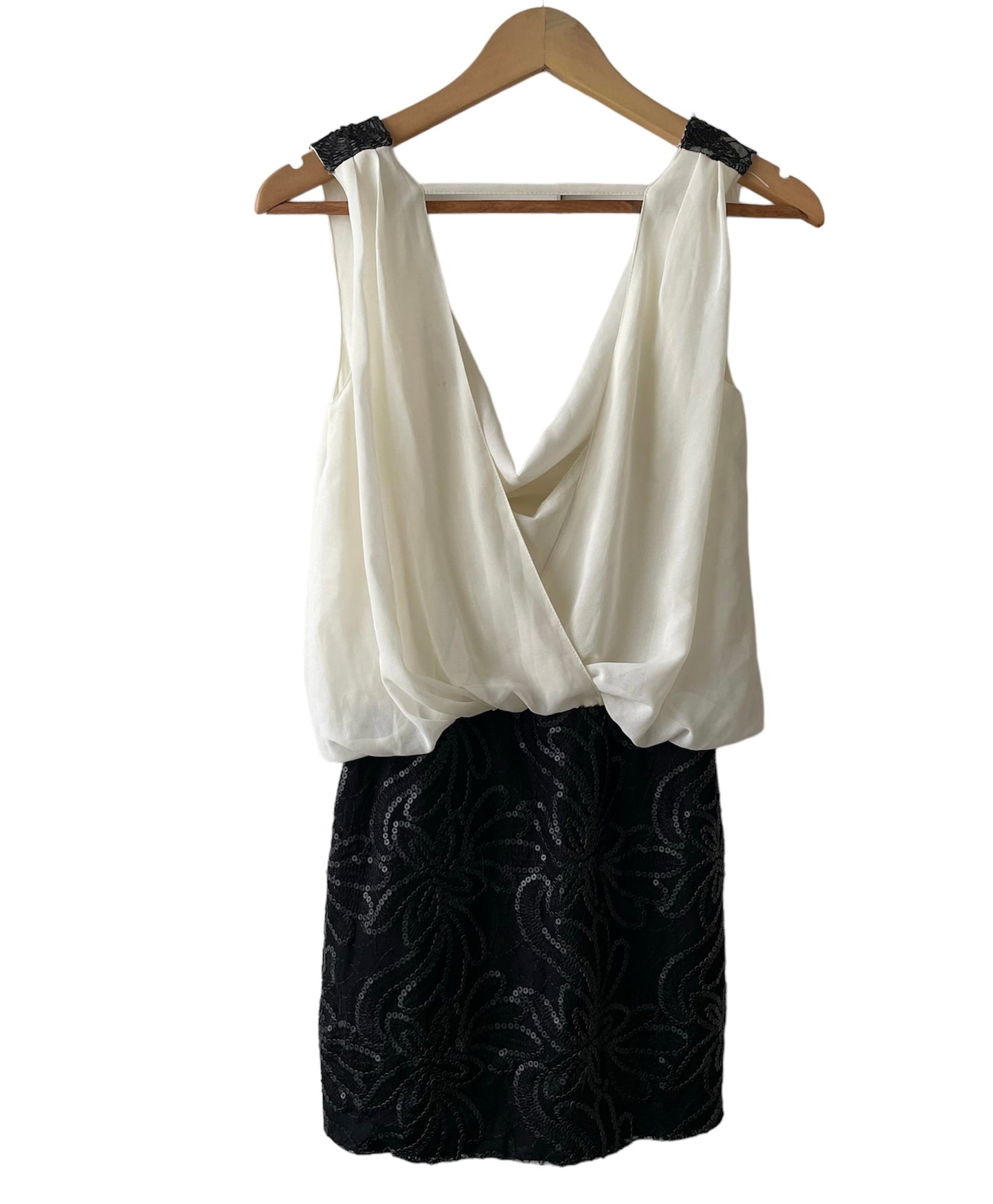 Vestido blanco y negro gasa - Talla S