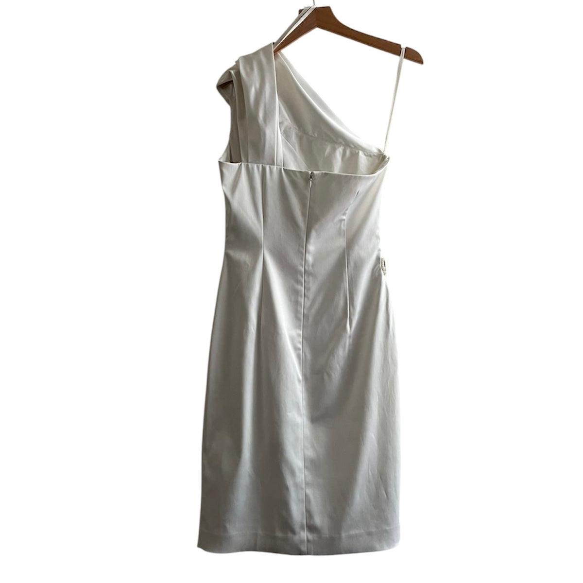 Vestido crema asimétrico raso francés DB Studio - Talla S