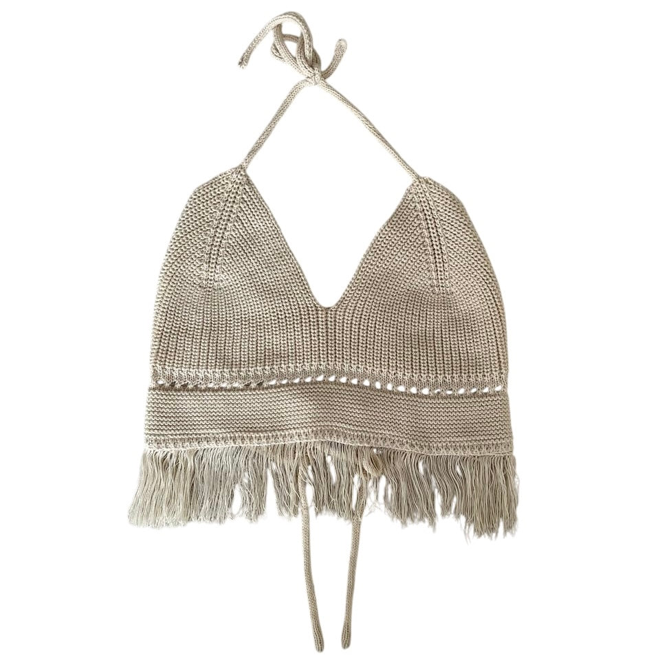 Top de hilo beige ajustable - Talla S