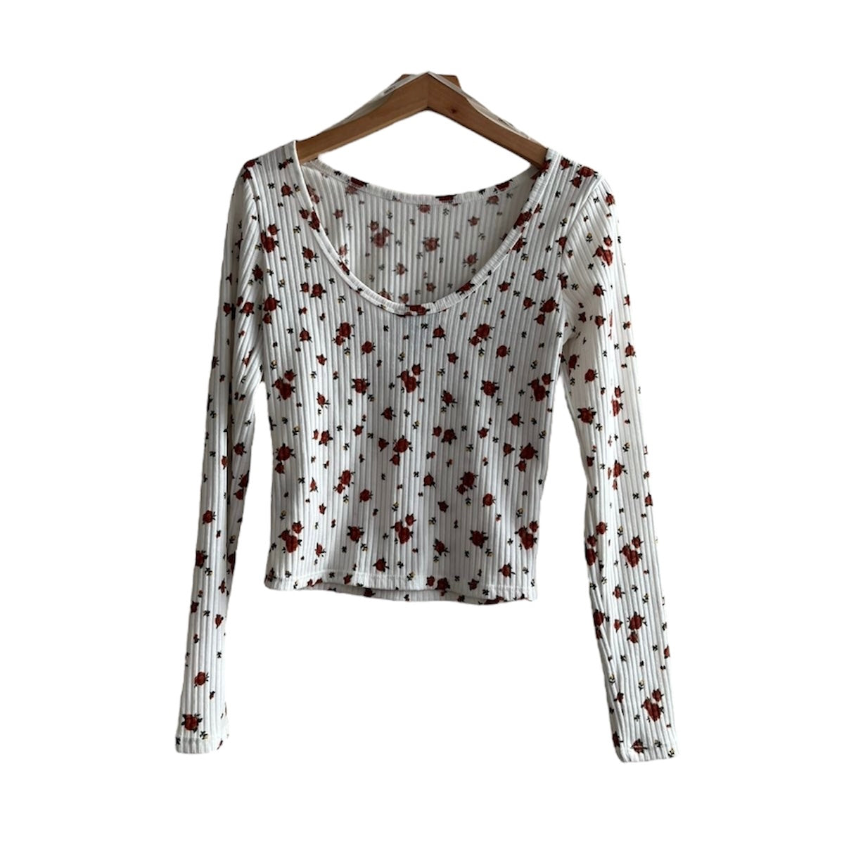 Polo manga larga blanco con flores Forever 21 - Talla S
