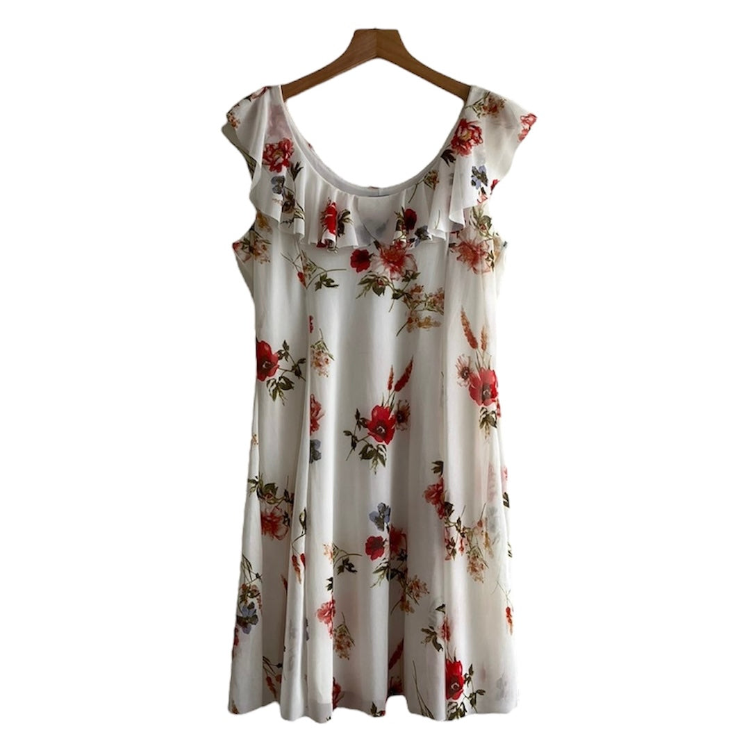 Vestido crema con flores - Talla S