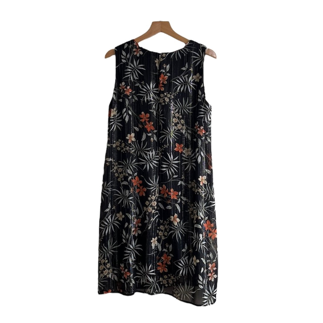 Vestido negro con flores Menta y chocolate - Talla S