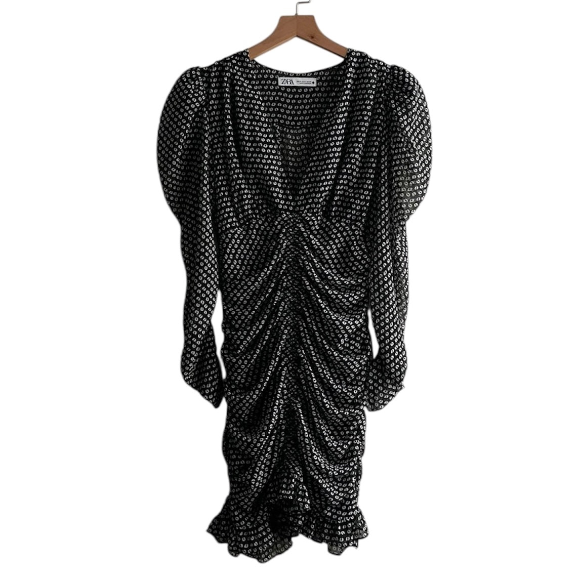 Vestido negro manga larga gasa Zara - Talla M